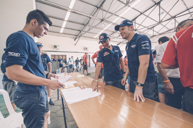 Giniel de Villiers and Dirk Von Zitzewitz (ZAF, DEU) of Toyota Gazoo Racing SA are seen during the Rally Dakar 2017 technical verification in Asuncion, Paraguay on 31 December 2016